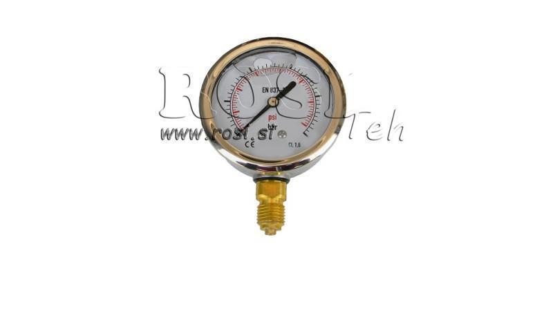 MANOMETER DN63 VERTIKAL 0 - 100 BAR - 1/4