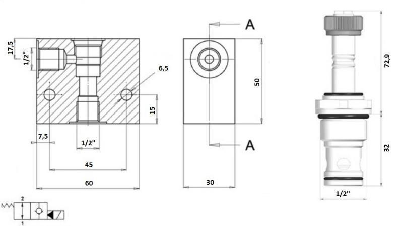 2-SUUNTAVENTTIILI 1/2 (NO) 24V - 60lit