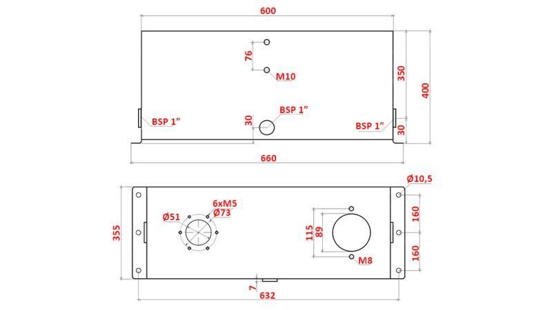 METALLÖLTANK 75 LITER WÜRFEL 400x355x600mm VORBEREITUNG FÜR SAUGFILTER