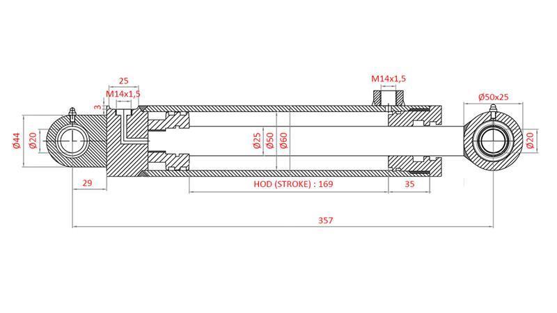 HYDRAULINEN OHJAUSSYLINTERI FIAT-NEW HOLLAND OEM-4997919, 4998944, 4998945, 5110840, 5125262