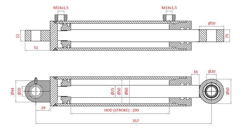 HYDRAULINEN OHJAUSSYLINTERI FIAT-NEW HOLLAND OEM-5142046, 5142052, 5142054, 5143971, 5156717