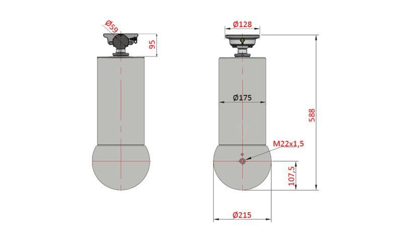 TELESCOPIC CYLINDER - MEILLER KIPPER 5 STAGES 175mm - 15 ton stroke 1650mm