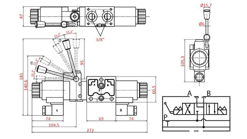 HYDRAULINEN MANUAALINEN JA ELEKTROMAGNETTINEN VENTTIILI YEAT-KOKO 12V N6