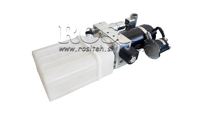 MINI HYDRAULIKAGGREGAT 24V DC - 0.8kW = 0.5cc - 1.5 lit - einphasige Einheit (PVC) mit Handpumpe