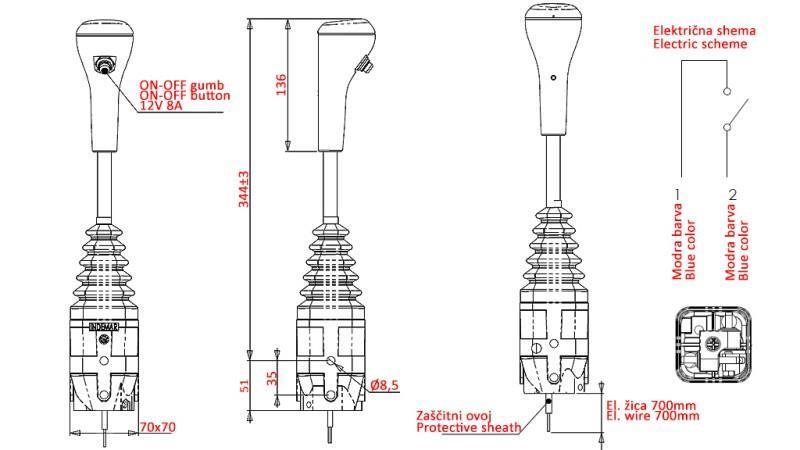 JOYSTICK INDEMAR FÜR GABELWINDEN - 1x TASTE