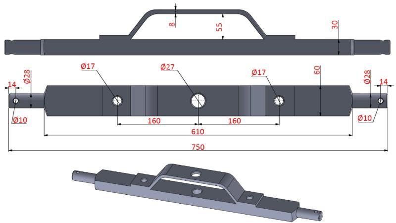 TRAUKREUZ TRAKTOR KATEGORIE 2 MIT MONTAGEHALTERUNG (L-750mm)