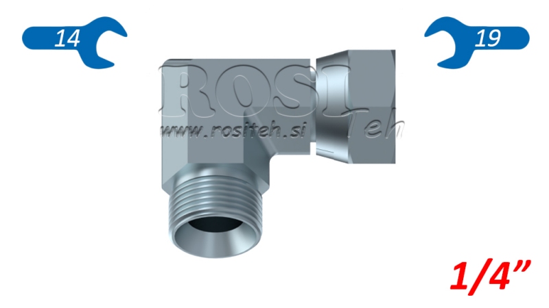 HIDRAVLIČNI KOLENO 90°  BSP KRATKO VRTLJIVA MATICA-MOŠKI 1/4