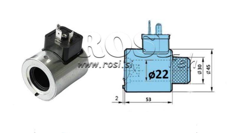 ELEKTROMAGNETISCHE SPULE 12V DC FÜR CETOP-VENTIL - fi 30mm-53mm 29W