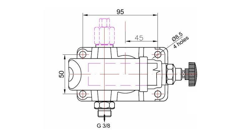 HANDPUMPE 12CC -SD- EINWIRKEND - Abmessungen