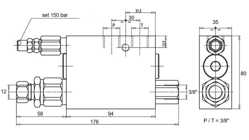 HYDRAULIKZYLINDER 60/40-180 MIT PFLUGWENDEVENTIL - ERDEPFLUG