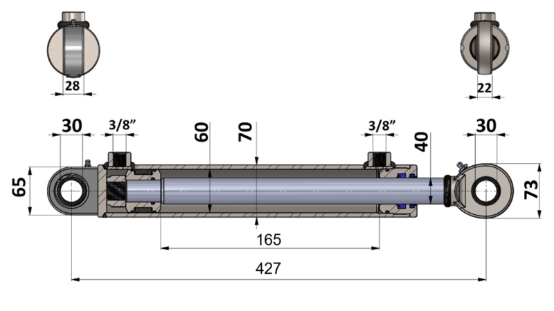 HYDRAULIKZYLINDER 60/40-165 MIT PFLUGWENDEVENTIL - ERDEPFLUG