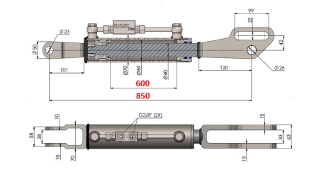 2TON. HYDRAULINEN SIVULINKKIKOUKKU 60/40-250 (600MM-850MM)
