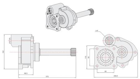 Technische Zeichnung HYDRAULIKPUMPE - MERCEDES G3/65-90 UNIMOG
