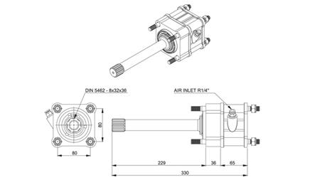 Mitat HYDRAULIPUMPUN ULOSTULOLLE - MAN