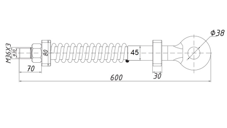 DÄMPFENDER SCHWENKZUGHAAK MIT FEDER fi45 6.500kg