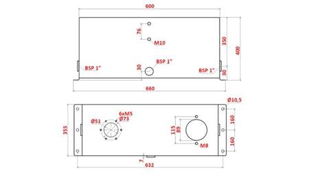 METALLÖLTANK 75 LITER WÜRFEL 400x355x600mm VORBEREITUNG FÜR SAUGFILTER