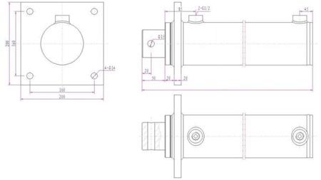 HYDRAULIKZYLINDER MIT MONTAGE PLATTE 100/60-1050