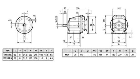 ERC04 REDUZIERER FÜR ELEKTROMOTOR MS100 (2.2-3-4kW) VERHÄLTNIS 25:1