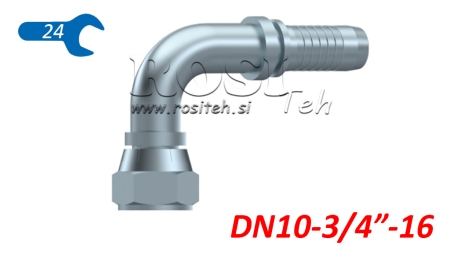HYDRAULISCHER ANSCHLUSS DKJ JIC74° WEIBLICH KNIE 90° DN10-3/4-16