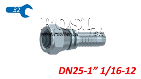 HYDRAULISCHER ANSCHLUSS DKJ JIC74° WEIBLICH DN25-1 1/16-12