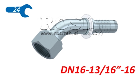 HYDRAULISCHER ANSCHLUSS DKORFS WEIBLICH KNIE 45° DN16-13/16-16