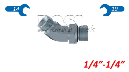 KNIE 45°MÄNNLICH-MÄNNLICH - ANPASSEND 1/4-1/4