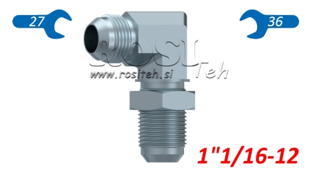 HYDRAULISCHE DOPPELSCHRAUBE AGJ JIC74°- 90°KNIE 11/16