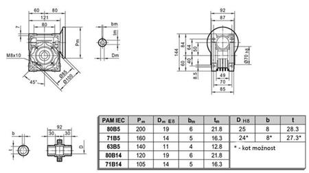 PMRV-50 REDUZIERER FÜR ELEKTROMOTOR MS80 (0.55-0.75kW) VERHÄLTNIS 7.5:1