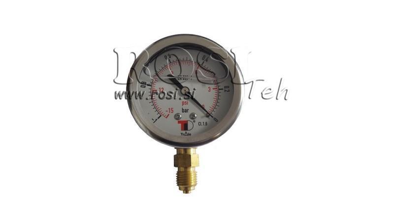 VAKUUMMETER DN63 VERTIKAL -1 - 0 BAR - 1/4